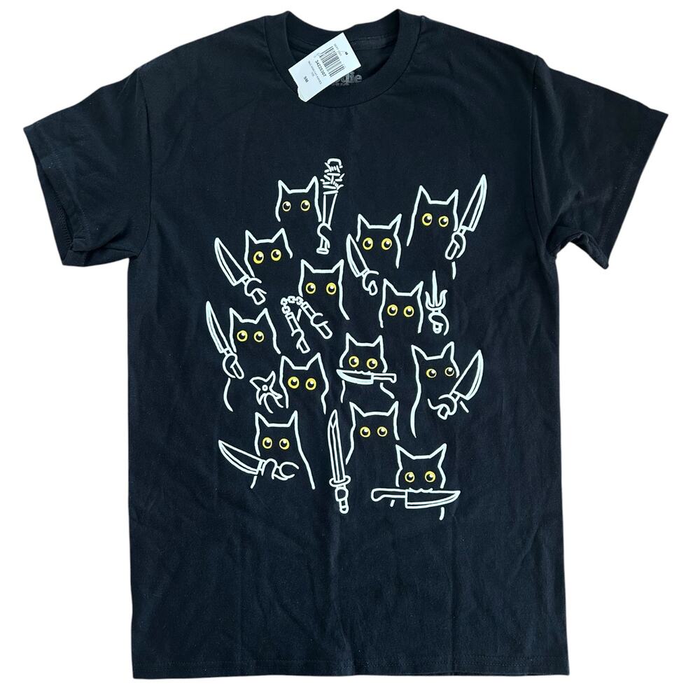 Goodie Two Sleeves Void Cat Weapons Graphic T-Shirt Black S NWT